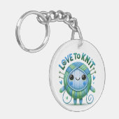 Liebe zum Strick Zitat Niedlichen blauen, grünen B Schlüsselanhänger (Vorderseite links)