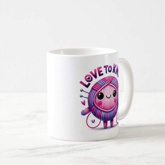 Liebe zum Strick Zittern Niedlicher, rosa Lila Gal Kaffeetasse (VorderseiteRechts)