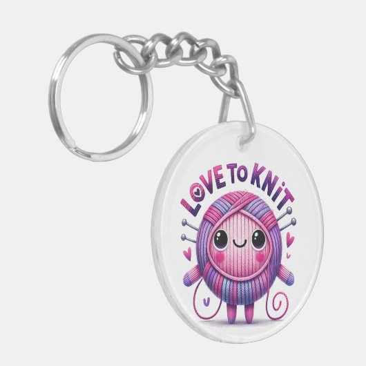 Liebe zum Strick Zittern Niedlicher, rosa Lila Gal Schlüsselanhänger (Vorderseite links)