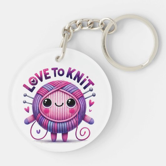 Liebe zum Strick Zittern Niedlicher, rosa Lila Gal Schlüsselanhänger (Rückseite)