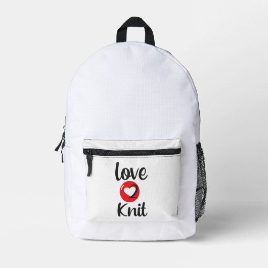 "Liebe zum Stricken" Bedruckter Rucksack (Vorderseite)