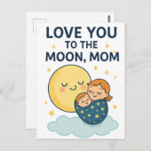 Liebe zum T - Shirt der Mama auf dem Mond Postkarte (Vorne/Hinten)