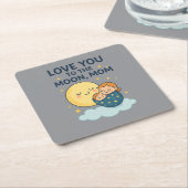 Liebe zum T - Shirt der Mama auf dem Mond Rechteckiger Pappuntersetzer (angewinkelt)