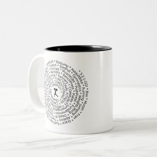 LIEBE zum WORKOUT - Crossfit-Inspirierter Entwurf Zweifarbige Tasse (Vorderseite Links)