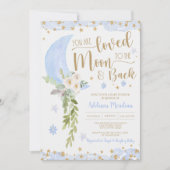 Liebe zur Mond & Back Baby Boy Dusche Einladung (Vorderseite)