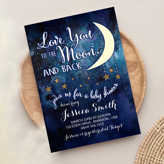Liebe zur Mond & Back Baby Dusche Einladung