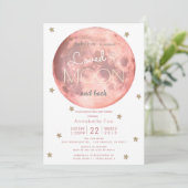 Liebe zur Mond Pink Gold Baby Dusche Einladung (Stehend Vorderseite)