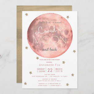 Liebe zur Mond Pink Gold Baby Dusche Einladung