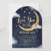 Liebe zur Mond- und Back-Gold-Baby-Dusche Einladung (Vorderseite)