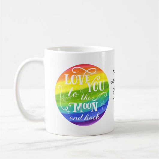 Liebe zur Mond- und Rückenregenbogen-Tasse Kaffeetasse (Links)