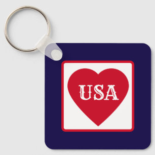 Liebe zur USA Patriotische rote weiße blaue einfac Schlüsselanhänger