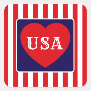 Liebe zur USA Patriotisches Rot Weiß Blau Süßes He Quadratischer Aufkleber