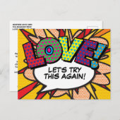 LIEBE Zurückgestellt Änderung des Datums Comic Buc Postkarte (Vorne/Hinten)