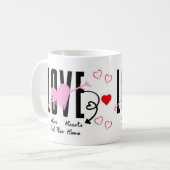 Liebe Zwei Herzen, eine Zuhause Kaffeetasse (Vorderseite Links)