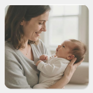 Liebe zwischen den Generationen – Oma und Baby Quadratischer Aufkleber