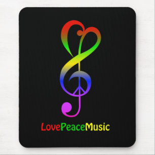Liebefriedensmusik Hippie dreifacher Clef Mousepad