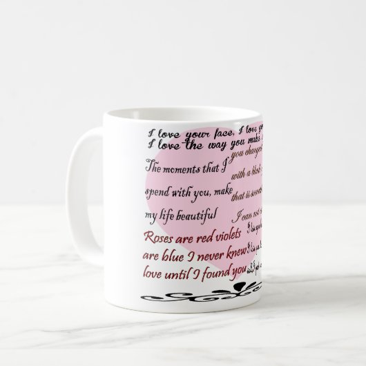 Liebegedichte, Liebepoesie Kaffeetasse (Vorderseite Links)