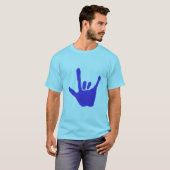 Liebehand, Zeichensprache, im Blau, T-Shirt (Vorne ganz)