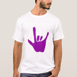 Liebehand, Zeichensprache in Lila auf T-Shirt