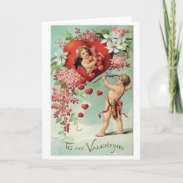 Liebeherzengels-Engel Vintager Valentine Feiertagskarte