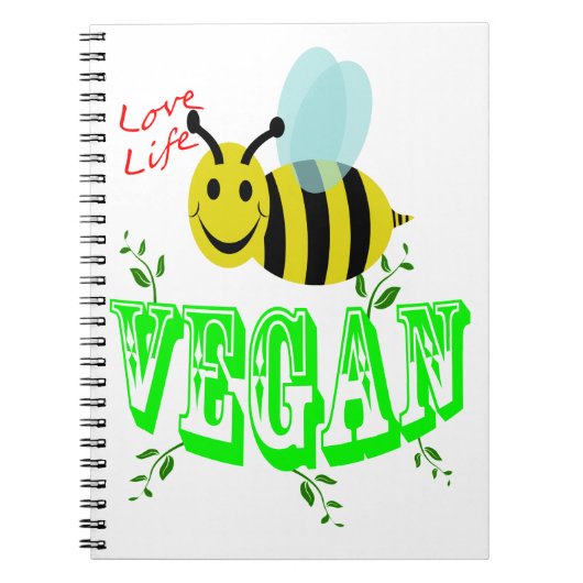 Liebelebenbiene vegan notizblock (Vorderseite)
