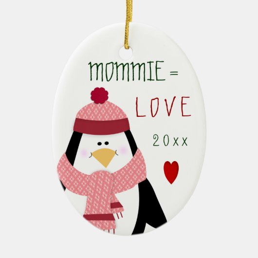 LiebeMOMMIE Penguin-Weihnachtsgeschenk Keramik Ornament (Vorne)