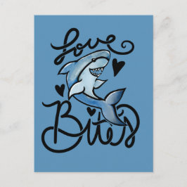Lieben BITES lustiger Valentinstag Hai Postkarte