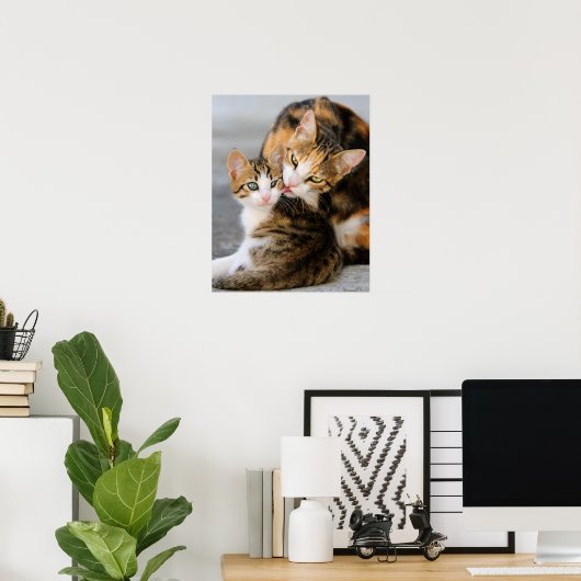 Lieben der Mutterkatze niedlich Kätzchen Poster (Heimbüro)