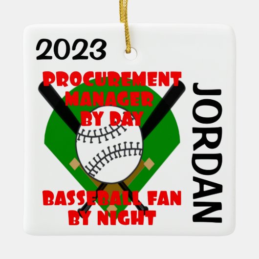 Lieben des Beschaffungsleiters Baseball CUSTOM Keramikornament (Vorderseite)