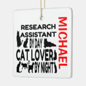 Lieben des Forschungsassistenten Cats CUSTOM Keramikornament (Links)