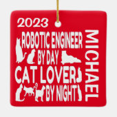 Lieben des Roboters Cats CUSTOM Keramikornament (Rückseite)