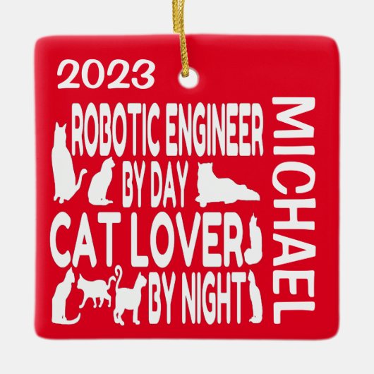 Lieben des Roboters Cats CUSTOM Keramikornament (Vorderseite)