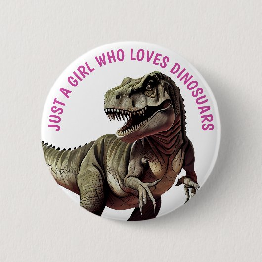 Lieben Dinosaurier GIRL Button (Vorderseite)
