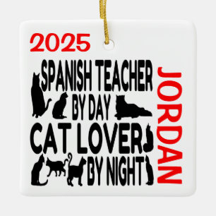 Lieben für Spanischlehrer Cats CUSTOM Keramikornament
