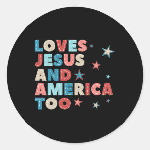 Lieben Jesus und Amerika zu 4. Juli stolz Wome Runder Aufkleber