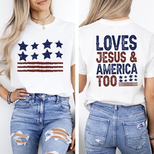 Lieben Jesus und Amerika zu 4. Juli T-Shirt