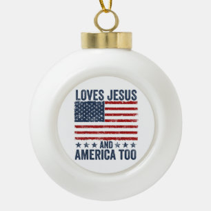 Lieben Jesus und Amerika zu Gott Christlichen 4. Keramik Kugel-Ornament