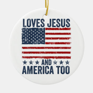 Lieben Jesus und Amerika zu Gott Christlichen 4. Keramik Ornament