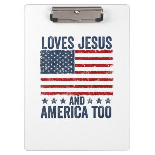 Lieben Jesus und Amerika zu Gott Christlichen 4. Klemmbrett