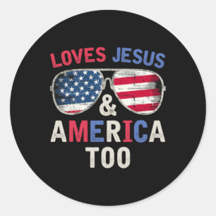 Lieben Jesus und Amerika zu Gott zurückzukehren Ch Runder Aufkleber