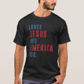 Lieben Jesus und Amerika zu Retro Gott Christlich T-Shirt (Vorderseite)