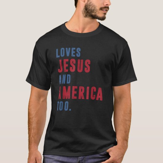 Lieben Jesus und Amerika zu Retro Gott Christlich  T-Shirt (Vorderseite)
