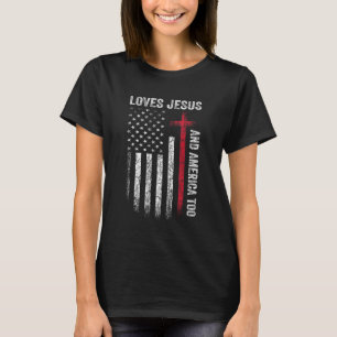 Lieben Jesus und Amerika zu US-Flagge Patriotic Ch T-Shirt