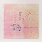 Lieben Pferde Skript Rosa Pferd Girly Glam Puzzle (Horizontal)