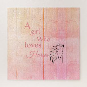 Lieben Pferde Skript Rosa Pferd Girly Glam Puzzle