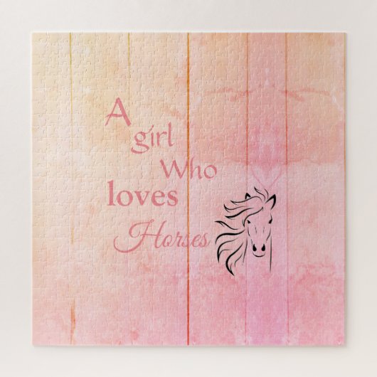 Lieben Pferde Skript Rosa Pferd Girly Glam Puzzle (Vertikal)