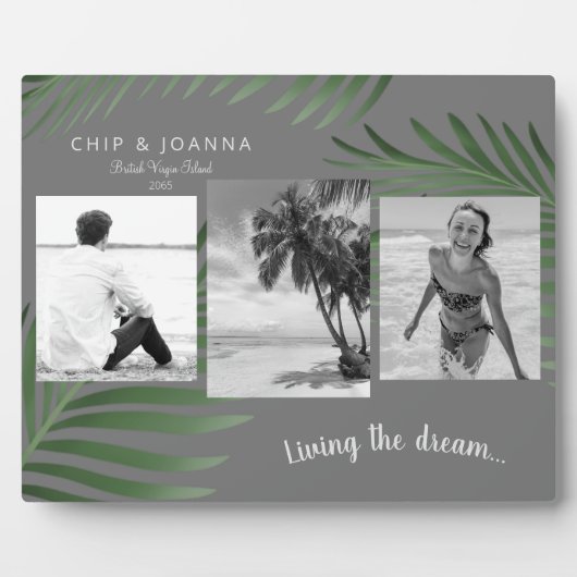 Lieben Sie den Traum 3 Foto Palm Beach Urlaub Fotoplatte (Vorderseite)