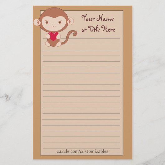 Liebende Affenbühne Briefpapier (Vorderseite)