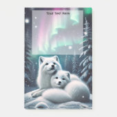 Liebende arktische Füchse Nordlichter Schneefresse Post-it Klebezettel (Vorderseite)