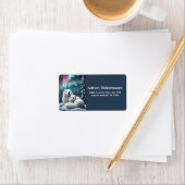 Liebende arktische Füchse Nordlichtschneewald Adressaufkleber (Insitu)